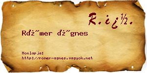 Römer Ágnes névjegykártya